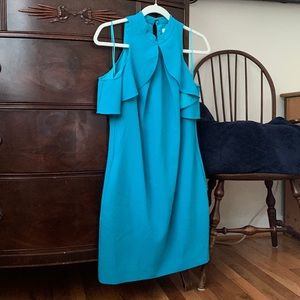 Trina Turk gorgeous blue “cold shoulder” dress